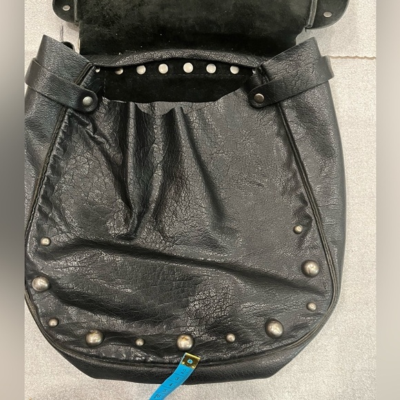 Lucky Brand Pebble Leather Studded Black Crossbody Bag Boho Hippie - Picture 5 of 16